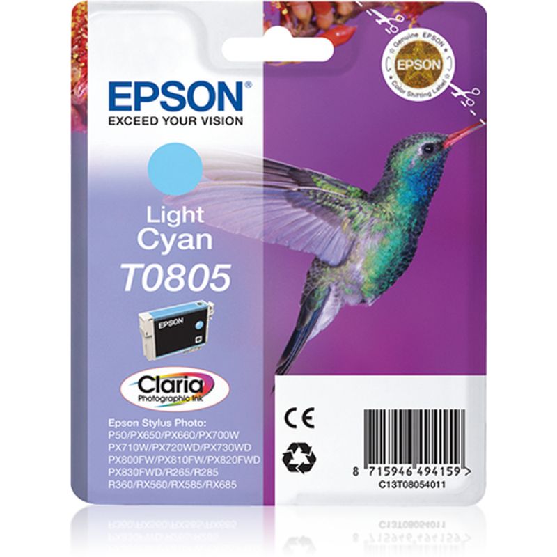 Epson T0805 Lys cyan Blæk C13T08054021
