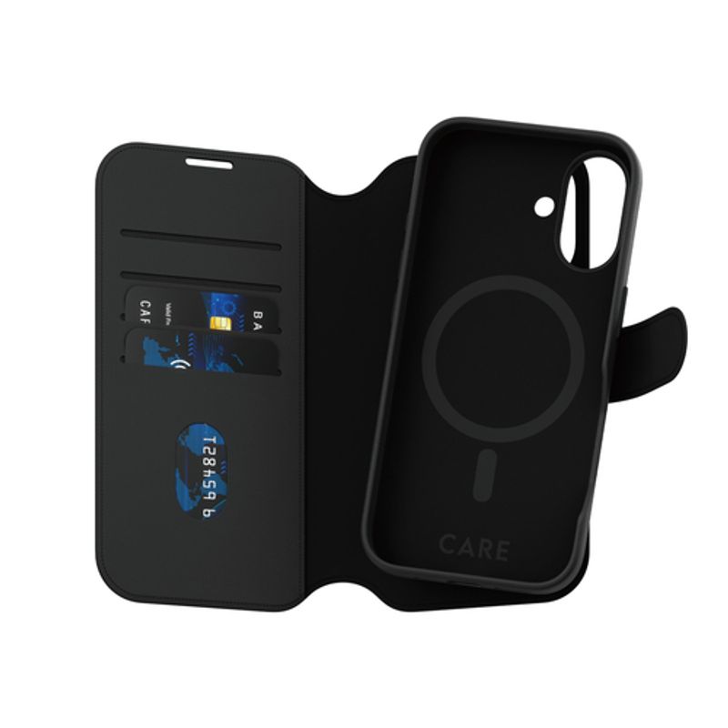 PanzerGlass CARE by Feature Case Tango Two-in-One Wallet w. MagSafe iPhone 16 Beskyttelsescover Sort