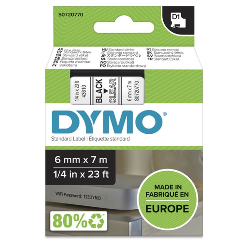 DYMO D1 Tape (0,6 cm x 7 m) 1kassette(r) S0720770