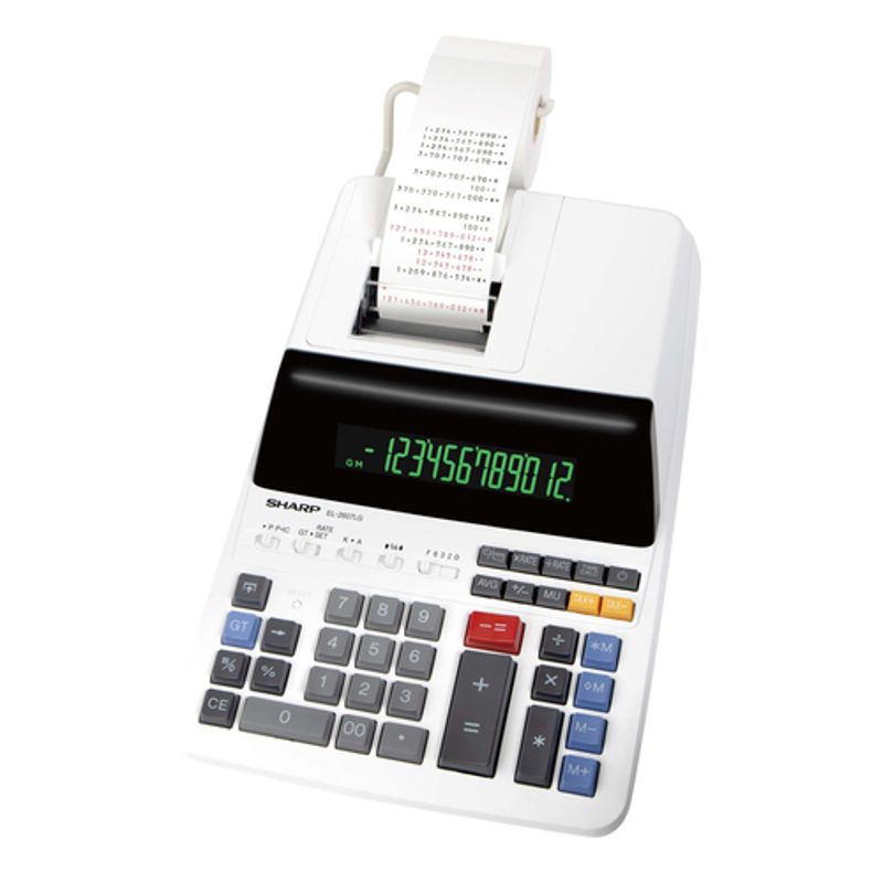 Sharp EL-2607LG regnemaskine Desktop Udskrivning Sort, Hvid