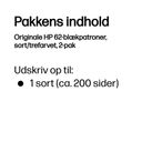 HP 62 2-Pack Tri-color/Black Original Combo Sort, Cyan, Magenta, Gul 200 sider Blæk – billede 3