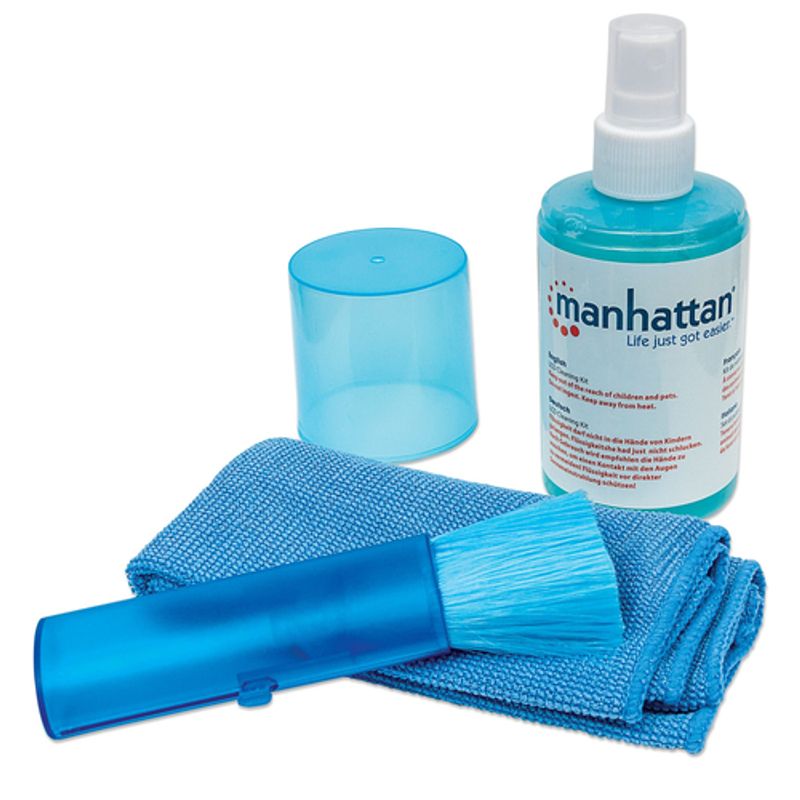 Manhattan LCD Cleaning Kit, Alcohol-free, Includes Cleaning Solution, Brush and Microfibre Cloth, Blister Rengøringsskærm til LCD-skærm