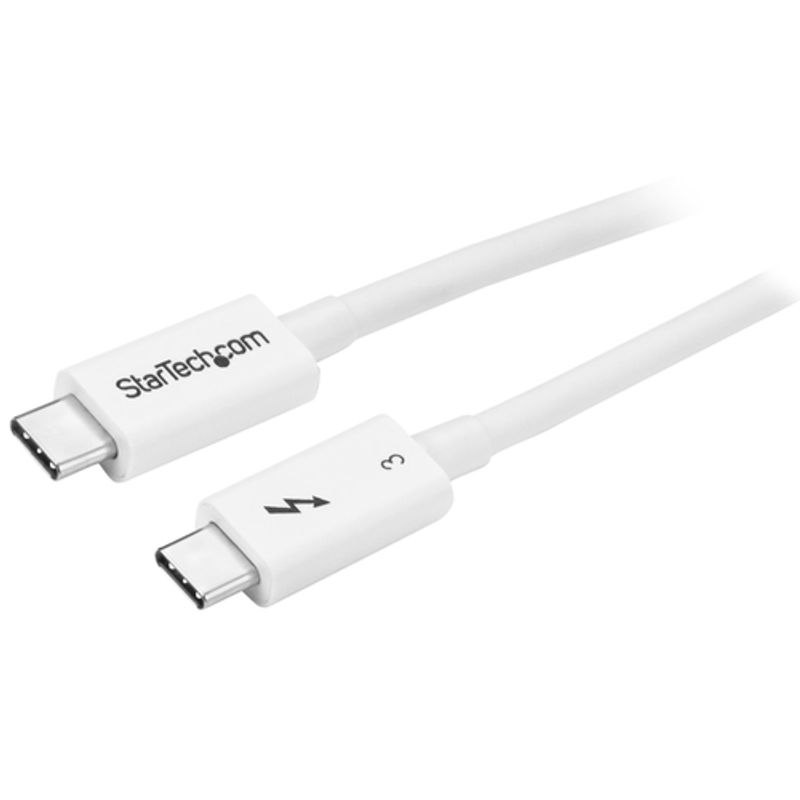 StarTech.com 40Gbps Thunderbolt 3 Cable - 1.6ft/0.5m - White - 5k 60Hz/4k 60Hz - Certified TB3 USB-C Charger Cord w/ 100W Power Delivery (TBLT34MM50CW) Thunderbolt kabel 50cm