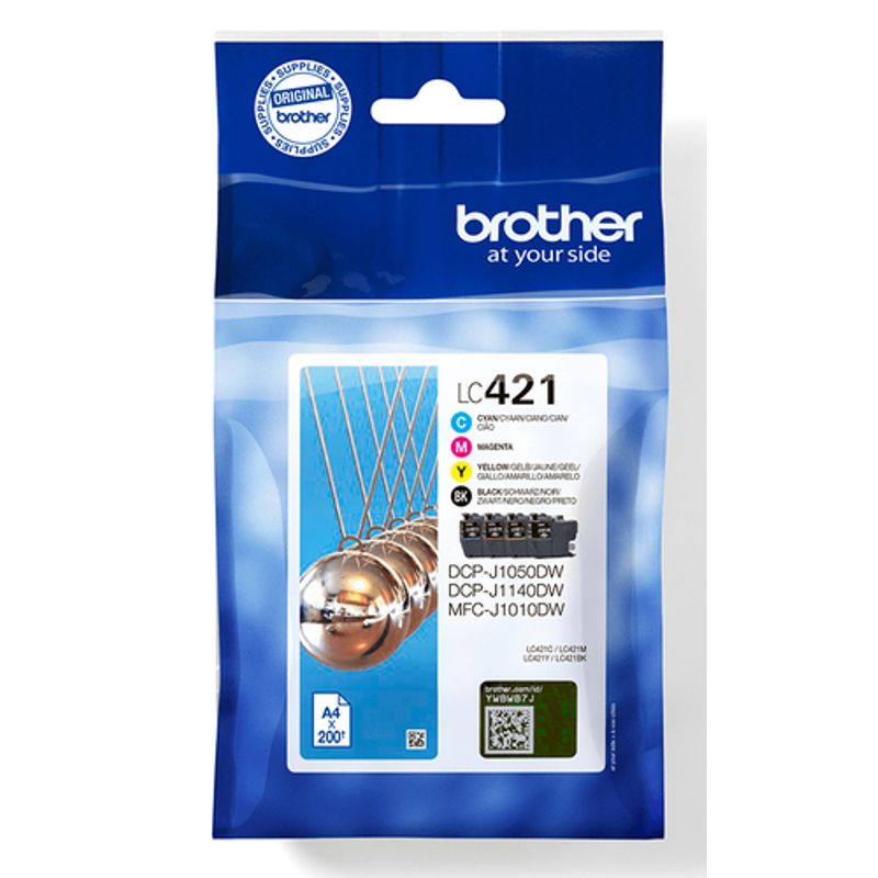 Brother LC 421 Sort Gul Cyan Magenta 200 sider Blæk