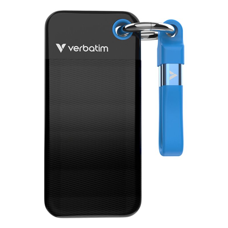 VERBATIM USB 3.2 Gen 2 256GB Pocket SSD, Black/Blue