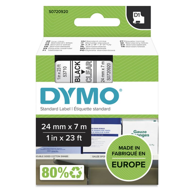 DYMO D1 Mærkattape (2,4 cm x 7 m) 1kassette(r) S0720920