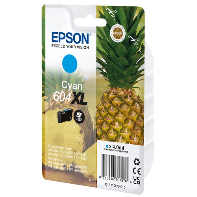Epson 604XL Cyan 350 sider Blæk C13T10H24020