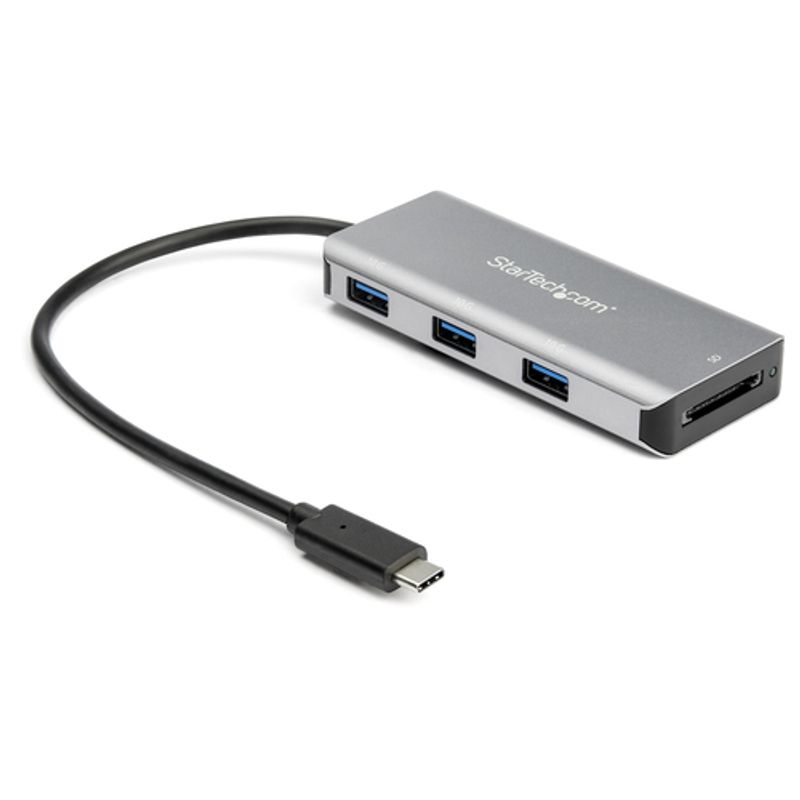 StarTech.com 3 Port USB C Hub SD Card Reader - 3x USB-A & SD Slot - USB 3.1/3.2 Gen 2 10Gbps Type C Laptop Adapter Hub - Bus Powered (HB31C3ASDMB) Hub 3 porte USB