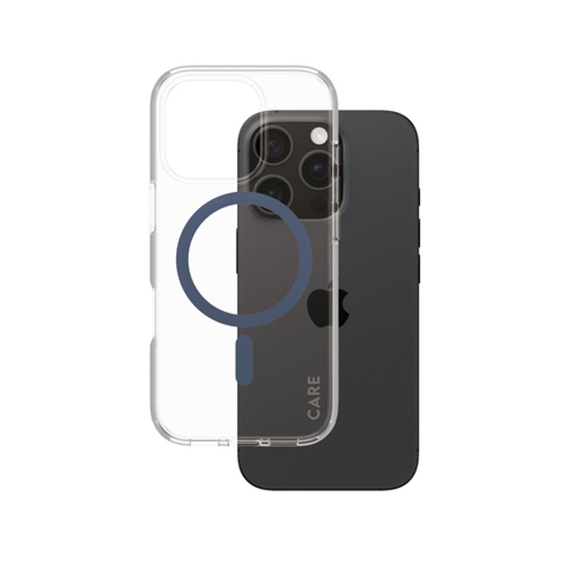 PanzerGlass CARE by Flagship Case Transparent Urban Combat w. Blue MagSafe iPhone 16 Pro Beskyttelsescover Transparent