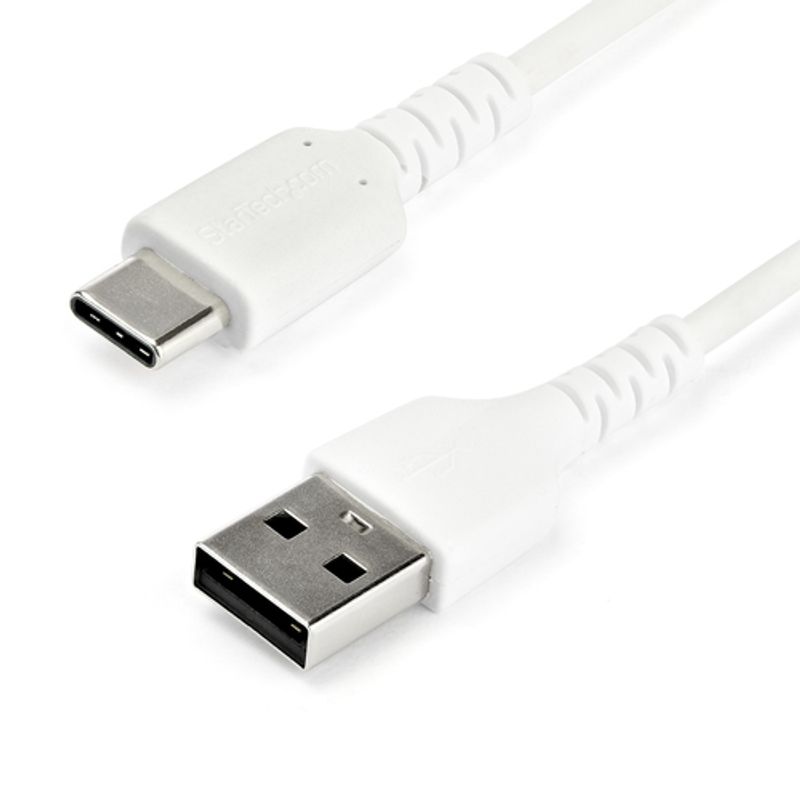 StarTech.com 2m USB A to USB C Charging Cable, Durable Fast Charge & Sync USB 2.0 to USB Type C Data Cord, Rugged TPE Jacket Aramid Fiber M/M 3A White, Samsung S10, S20, iPad Pro, Pixel - Heavy Duty and Rugged USB Type-C kabel 2m Hvid