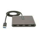 StarTech.com USB 3.0 to 4 HDMI Adapter, External Video & Graphics Card, USB Type-A to Quad HDMI Monitor Display Adapter Dongle, 1080p 60Hz, USB 3.0 to HDMI Adapter/Video Converter, Windows - Multi Monitor Adapter Videoadapterkabel 1m Sort Grå – billede 3
