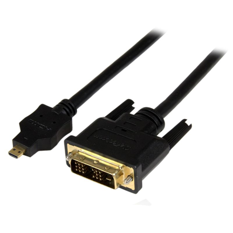 StarTech.com 2m Micro HDMI to DVI-D Cable - M/M - 2 meter Micro HDMI to DVI Cable - 19 pin HDMI (D) Male to DVI-D Male - 1920x1200 Video (HDDDVIMM2M) Videoadapterkabel 2m Sort