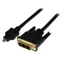 StarTech.com 2m Micro HDMI to DVI-D Cable - M/M - 2 meter Micro HDMI to DVI Cable - 19 pin HDMI (D) Male to DVI-D Male - 1920x1200 Video (HDDDVIMM2M) Videoadapterkabel 2m Sort – billede 1